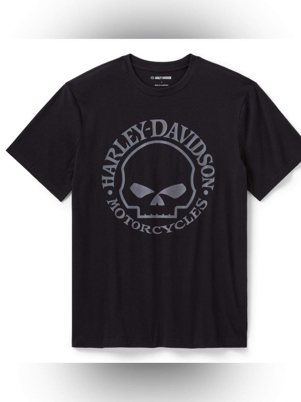 Harley-Davidson Black Tee with Gray Skull Emblem